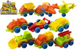 Mini vehicule din plastic 10–12 cm, cu rulare liberă, mix de tipuri (cutie 42 buc.)