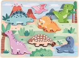 puzzle 3D din lemn cu dinozauri