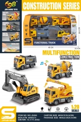 vehicule de construcții 1:20 cu lumini și sunete – set 4 bucăți