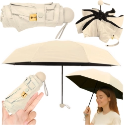 Umbrelă de buzunar pliabilă cu protecție UV UPF 50+ cu husă 90 cm – bej