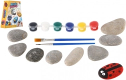 Pictură pe pietre – set creativ cu vopsele și pensule
