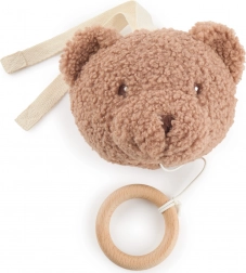 Jucărie muzicală suspendată ursulețul Mika cu inel din lemn