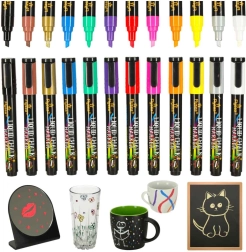 Markere colorate cu cretă pentru sticlă și tablă - set 12 bucăți