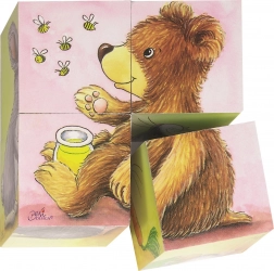 Goki cuburi din lemn cu pui – 4 bucăți