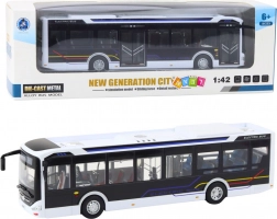 Autobuz urban metalic cu lumini și sunete 1:42, alb