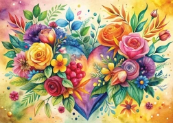 Puzzle inimă florală 1000 piese