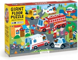 Mudpuppy puzzle mari de podea Vehicule de salvare, 48 piese