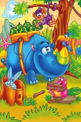 Puzzle din lemn Rinocer la muncă 16 piese