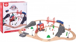 set de tren din lemn pompieri și ambulanță, 70 piese – TOOKY TOY