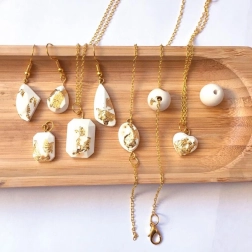 Set creativ Sycomore pentru bijuterii din ciment și foițe de aur