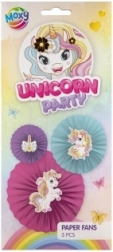 Evantaie din hârtie cu motiv unicorn – set 3 buc MOXY