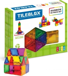 Cubi magnetici Tileblox Set curcubeu cu tablă magnetică 30 de piese
