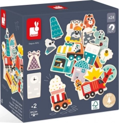 JANOD Magnete din lemn În oraș 24 buc