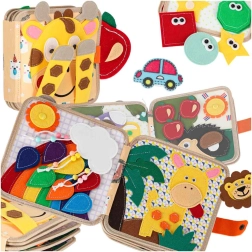 Cărticică senzorială din fetru, de manipulare, Girafă 3D