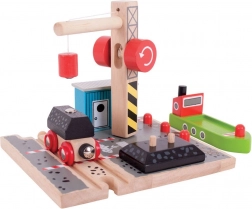 Bigjigs Rail Doc cu cărbuni și macara