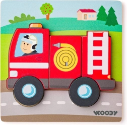 Woody baby puzzle din lemn de inserat mașină de pompieri 5 piese - 1 bucată