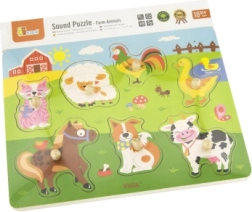 Puzzle din lemn cu animale - cu sunete