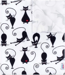 Pernuță din flanel impermeabilă pentru bebeluși NEW BABY, albă cu pisică neagră