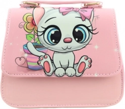 Geantă pentru copii cu motiv pisicuță, roz, lucioasă