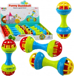 Zornăitoare și inel de dentiție pentru bebeluși în formă de ganteră, colorat