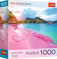 Puzzle trefl plajă tropicală roz 1000 piese