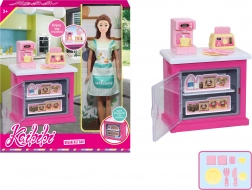 Păpușă bucătăreasă 30 cm cu dulap de bucătărie și accesorii