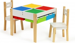 Set de mobilier din lemn pentru copii: masă și 2 scaune ECOTOYS