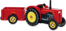Le Toy Van tractor roșu și remorcă