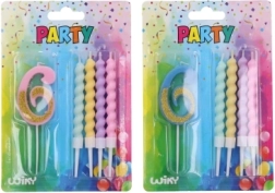 Lumânare party numărul 6 și 4 bucăți lumânări