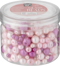 Set de mărgele din sticlă în nuanțe de roz