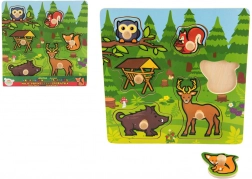 Puzzle din lemn cu piese de introdus – Primele mele animale din pădure