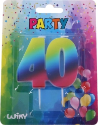 Lumânare aniversară numărul 40 în culorile curcubeului