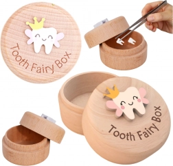 Cutie din lemn pentru dinți de lapte pentru copii, cu gravură, Tooth Fairy Box