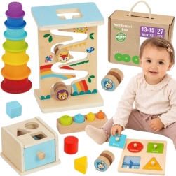 Cutie senzorială educativă Montessori 6 în 1 Woopie Green