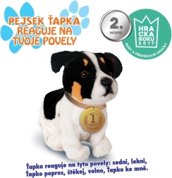 Căţel interactiv Țapka 23 cm alb-negru