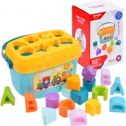 Set educațional – găleată cu cuburi și litere, sorter de forme, 16 piese