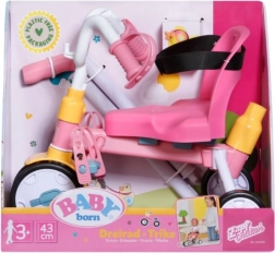 Baby Born tricicletă cu tijă de ghidare și centuri de siguranță