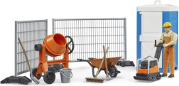 Set de construcție BRUDER cu betonieră, figurină și unelte
