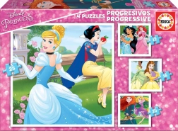 Educa puzzle Disney prințese 4în1 pentru copii (12–25 piese)