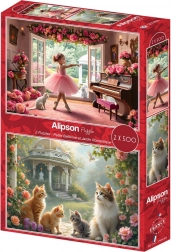 Puzzle Alipson Mica balerină și grădina romantică 2×500 piese