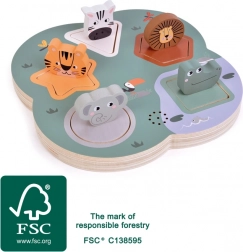 Puzzle sonor 3D din lemn SAFARI pentru copii