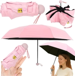 Umbrelă de buzunar pliabilă cu protecție UV UPF 50+, roz, 90 cm