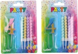 Lumânare de petrecere cifră 4 cu 4 lumânări
