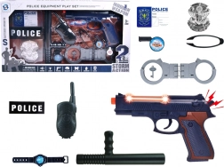 Set mare de accesorii polițienești cu pistol, sunet și insignă