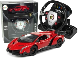 Lamborghini Veneno Roșu telecomandat 2.4G Pilot Volan efecte sonore și lumini 1:24