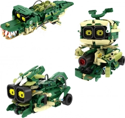 Set de construcție crocodil robotic 3‑în‑1 cu telecomandă