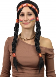 perucă indiancă Ribana cu codițe pentru adulți