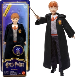 Păpușa Ron Weasley în costum de vrăjitor cu baghetă