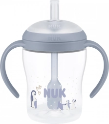 Biberon de învățare NUK Perfect Match cu pai din silicon 150 ml, pinguin