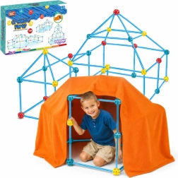 Set de construcție creativ Woopie pentru construirea unei fortărețe cu prelată de cort, 128 de piese